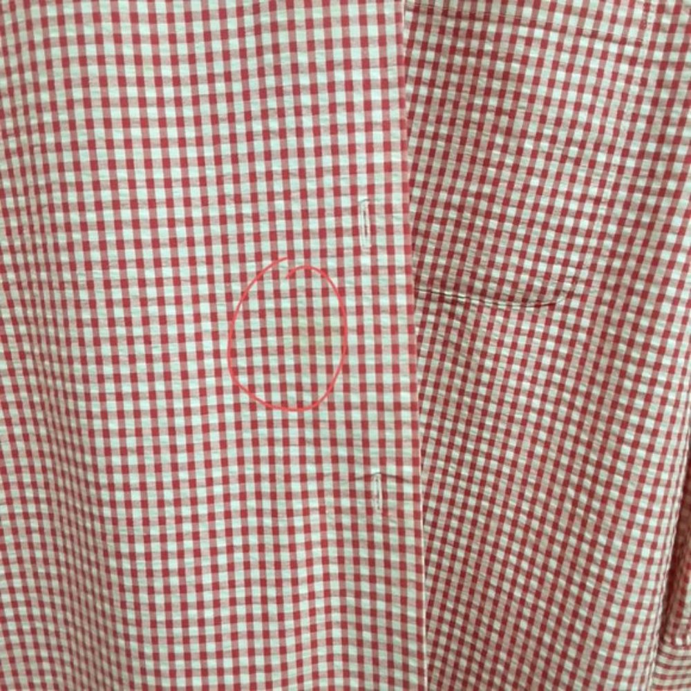 J.Crew Mens Red White Gingham Button Front Long Sleeve Shirt Small - Picture 8 of 9